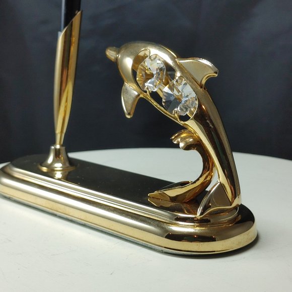 Vintage Dolphin Desk Pen Holder by Crystal Delights Austrian Crystal - Picture 2 of 6
